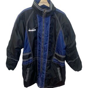 DIADORA Mens Vintage Blue Black Jacket